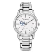Womens Citizen Watch Silver Franklin & Marshall Diplomats Eco-Drive White Dial Stainless Steel Watch