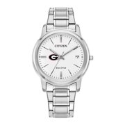 Women's Citizen Watch Silver Georgia Bulldogs Eco-Drive White Dial Stainless Steel Watch