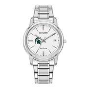 Women's Citizen Watch Silver Michigan State Spartans Eco-Drive White Dial Stainless Steel Watch
