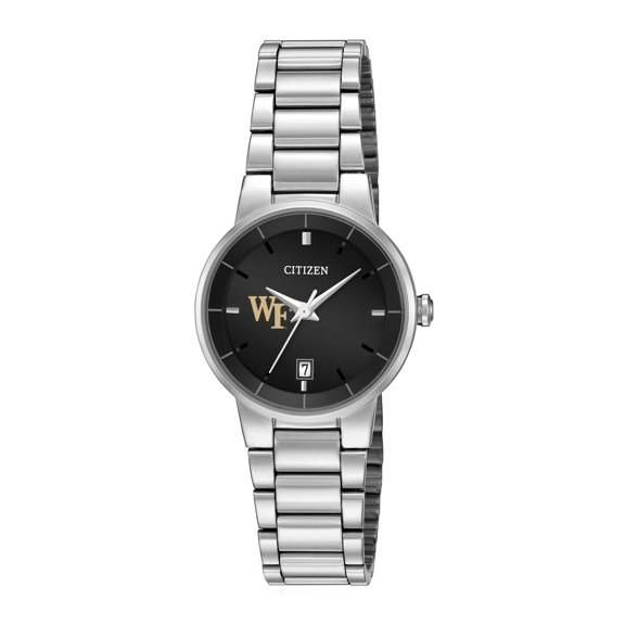 Women's Citizen Watch Silver Wake Forest Demon Deacons Black Dial Stainless Steel Watch