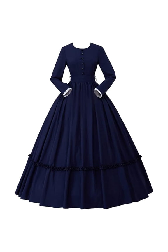 Women's Civil War Dress Victorian Dickens Costume Blue