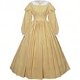 thumbnail image 1 of Women's Civil War Dress Victorian Dickens Costume Yellow Plaid Skirt, 1 of 7