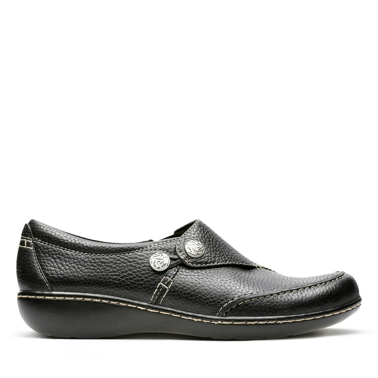 Clarks Women's Ashland Lane Q Loafers, Black Leather, Size W