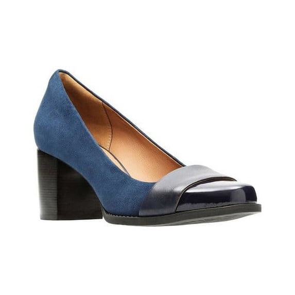 clarks women's tarah brae loafer, navy suede/leather combi, 95 m us