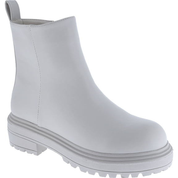 Women's Classic Ankle Boots Round Toe Low Heel Platform Bootie Side Zipper Chunky Lug Sole Short Booties Fashion Shoes