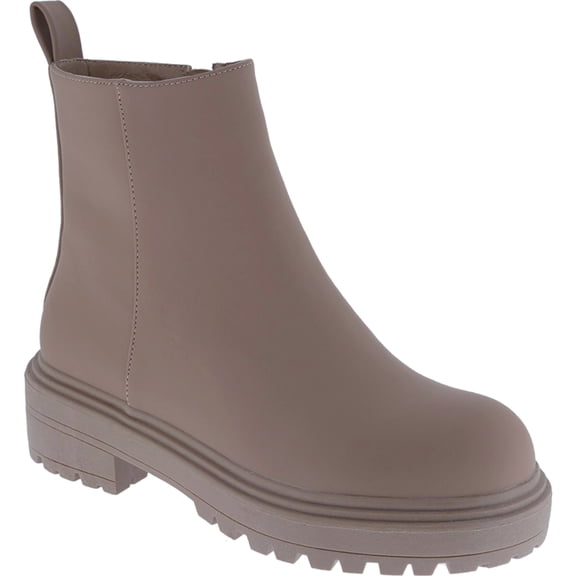 Women's Classic Ankle Boots Round Toe Low Heel Platform Bootie Side Zipper Chunky Lug Sole Short Booties Fashion Shoes