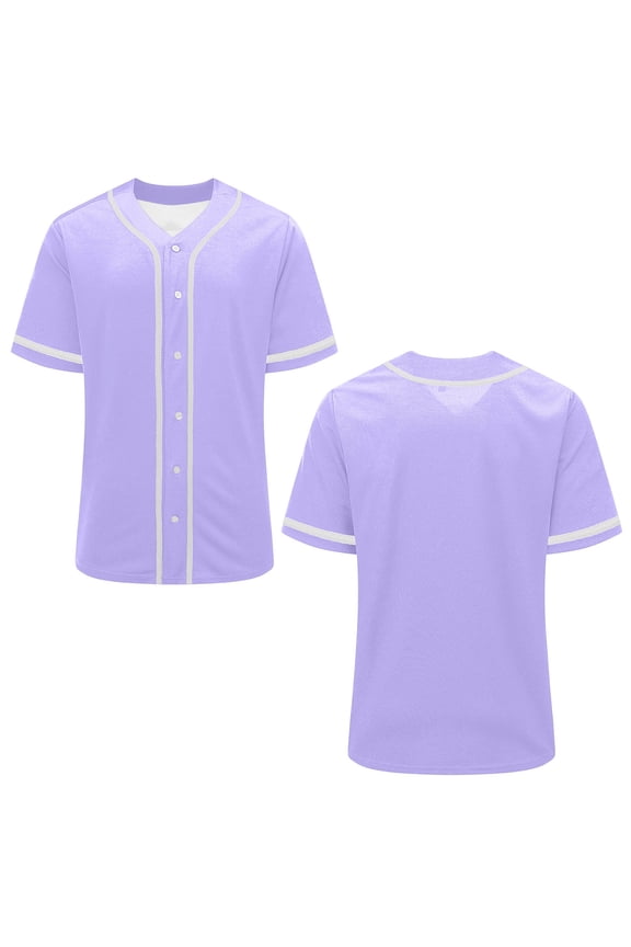 Women's Classic Baseball Jersey Button Down Short Sleeve V-Neck Hip Hop Athletic Shirt Purple M