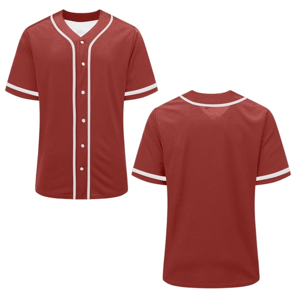 Women's Classic Baseball Jersey Button Down Short Sleeve V-Neck Hip Hop Athletic Shirt Wine XL