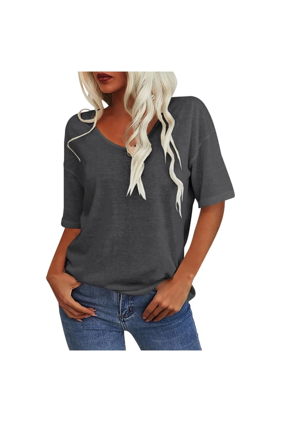 Women's Classic Basic Tee Round Neck Short Sleeve Solid Color Casual Shirt Comfortable Versatile Wardrobe Staple