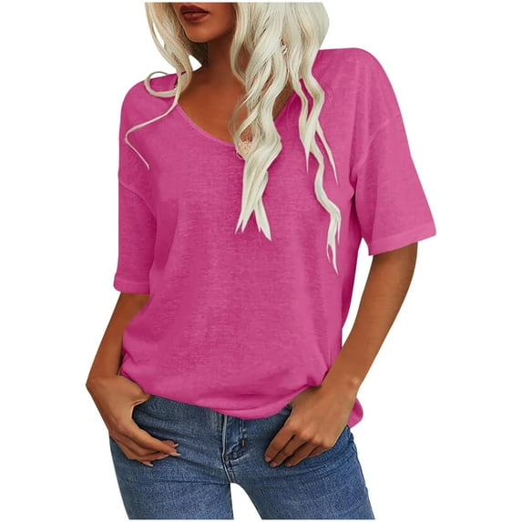 Women's Classic Basic Tee Round Neck Short Sleeve Solid Color Casual Shirt Comfortable Versatile Wardrobe Staple