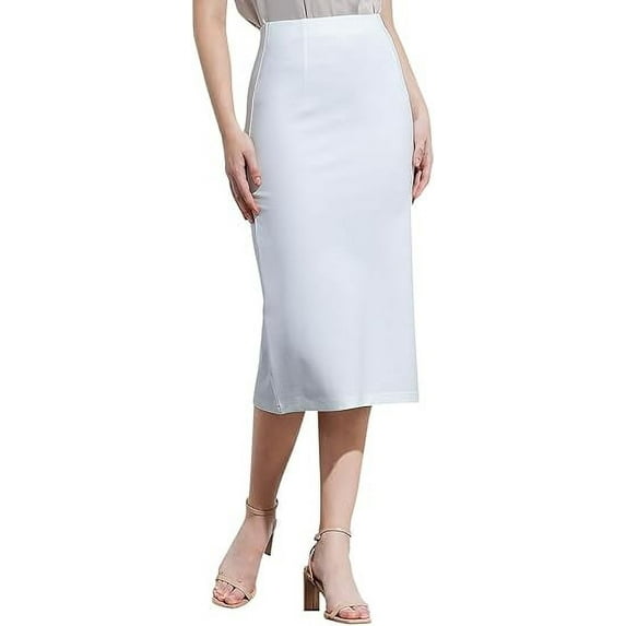 Women’s Classic Below Knee Pencil Skirt Stretch Line Midi Skirt of Business Casual Outfits
