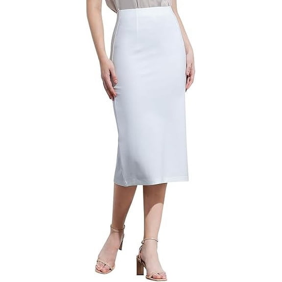 Women’s Classic Below Knee Pencil Skirt Stretch Line Midi Skirt of Business Casual Outfits
