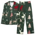 thumbnail image 1 of Women's Classic Button Down Christmas Pajama Set Long Sleeve 2pc Pjs High Waist Pants Sleepwear Pj Set Loungewear, 1 of 4