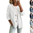 thumbnail image 1 of Women's Classic Button Front Denim Jacket – V-Neck, Breathable Fabric & Relaxed Fit,White,S, 1 of 6