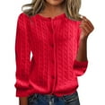 thumbnail image 1 of Women's Classic Cable Knit Cardigan Sweater Soft, Warm, Button-Down, Long Sleeve, Casual Wear, Red, All Sizes, 1 of 5