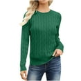 thumbnail image 1 of Women's Classic Cable Knit Pullover Sweaters Casual Solid Color Jumpers Cozy Fall Outfits Green XL, 1 of 7