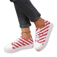 thumbnail image 1 of Women's Classic Canvas Tennis Shoes Low Top Lace-Up Casual Sneakers for Daily Wear White Sole Loafers (Red,37), 1 of 8
