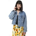 thumbnail image 1 of Women's Classic Casual Button Down Denim Cropped Jacket, Blue,X-Large, 1 of 5