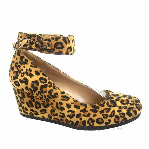 Women's Classic Causal Round Toe Low Wedge Platform Heel Shoe