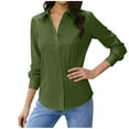thumbnail image 1 of Women's Classic Collar Long Sleeve Button Down Shirt in Solid Color for Casual and Professional Wear, 1 of 5