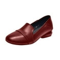 thumbnail image 1 of Women's Classic Comfort Dress Shoes Casual Loafers Flats Cute Versatile Slip-Ons Shoes with Low Heel for Office Work Casual Wear Wine Women Sandal, 1 of 3