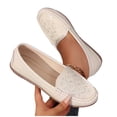 thumbnail image 1 of Women's Classic Comfort Leather Loafers Casual Slip-On Walking Flats Driving Boat Shoes Round Toe Lightweight Low Top Non Slip Cute Business Work Office Dress Shoes White 7, 1 of 5