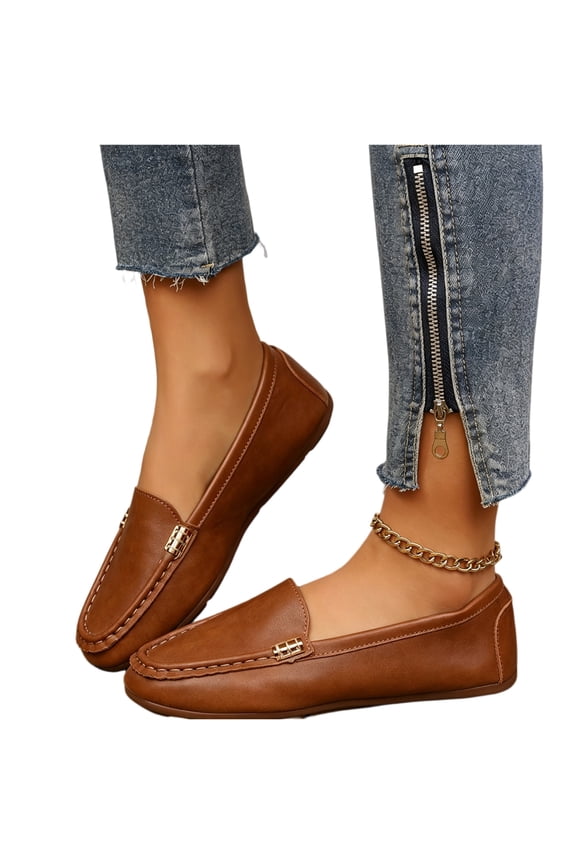 Women's Classic Comfort Leather Penny Loafers Casual Slip-Ons Lightweight Walking Flats Driving Mocs Boat Shoes,38