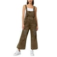 thumbnail image 1 of Women's Classic Denim Ripped Jumpsuit - Loose Fit, Adjustable Straps, Casual Style, 1 of 5