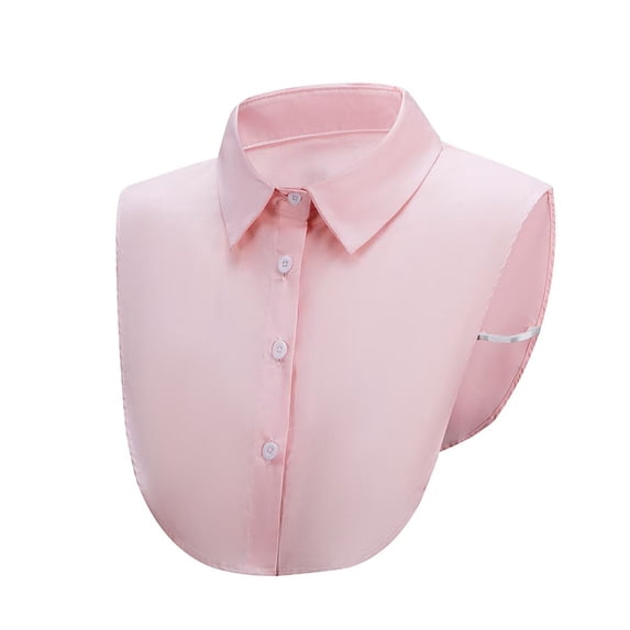 Women's Classic Detachable Fake Collar Pointed Lapel Square Neckline Dickey Layering Blouse Accessory for Sweater Suit Dress Pink