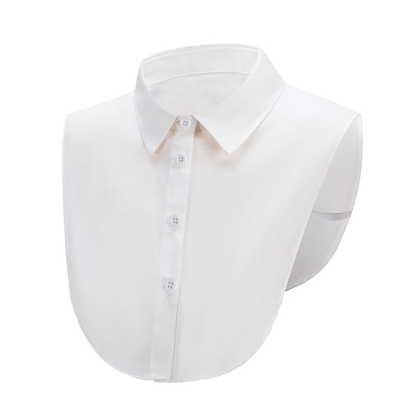 Women's Classic Detachable Fake Collar Pointed Lapel Square Neckline Dickey Layering Blouse Accessory for Sweater Suit Dress White