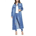 Distressed Thread Women's Classic Distressed Cotton Denim Button Up Oversized Long Jean ...