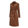 thumbnail image 1 of Women's Classic Double-Breasted Trench Coat Long Sleeve Belted Overcoat with Gold Buttons Stylish Outerwear, 1 of 3