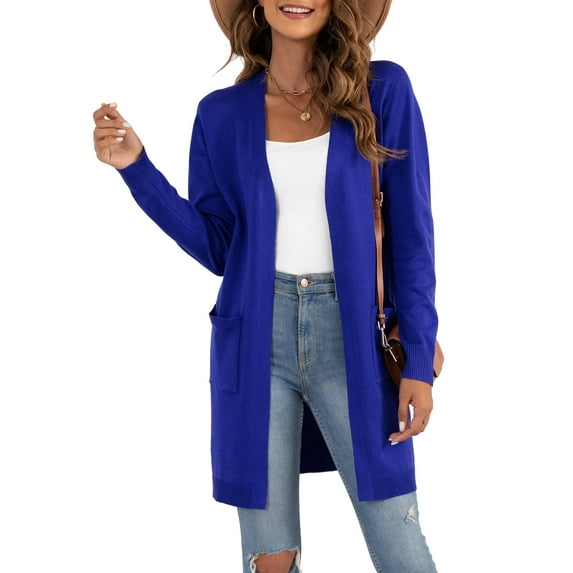 Women's Classic Draped Kimono Cardigans Long Sleeve Open Front Casual Knit Cardigan Sweaters Coat Soft Outwear