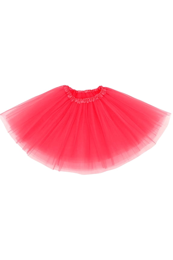 Women's Classic Elastic 3-Layered Tulle Tutu Skirt Ruffle Pettiskirt,Hot Pink
