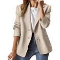 thumbnail image 1 of Women's Classic Fit Blazer, Two Button Closure Suit Jacket, Notch Lapel Work Blazer, Long Sleeve Open Front Jacket, Business Casual Blazer, Pocket Detail Blazer, Office Wear Jacket Beige, 1 of 6
