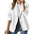 thumbnail image 1 of Women's Classic Fit Blazer, Two Button Closure Suit Jacket, Notch Lapel Work Blazer, Long Sleeve Open Front Jacket, Business Casual Blazer, Pocket Detail Blazer, Office Wear Jacket White, 1 of 6