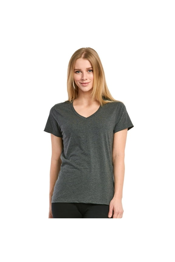 Women's Classic Fit Cotton V-Neck T-Shirt, 2 Pack L, Charcoal Grey