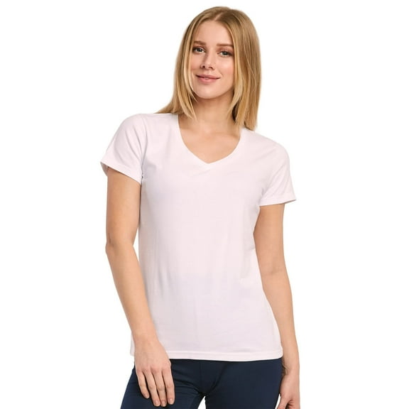 Women's Classic Fit Cotton V-Neck T-Shirt, 2 Pack L, White