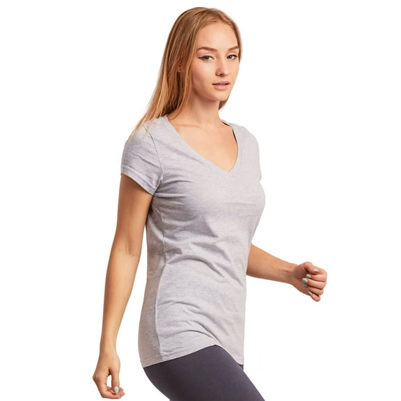 Women's Classic Fit Cotton V-Neck T-Shirt, 2 Pack S, Heather Grey