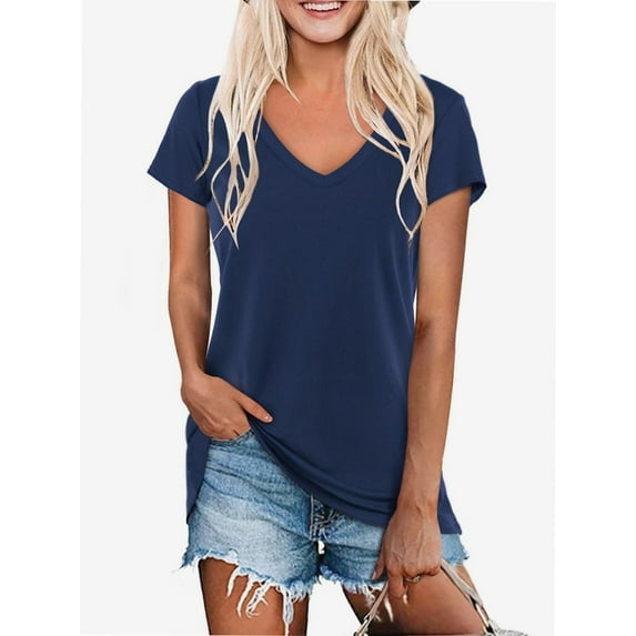 Women's Classic Fit T Shirts Short Sleeve V Neck Casual Tee Shirt Summer Tops