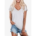 thumbnail image 1 of Women's Classic Fit T Shirts Short Sleeve V Neck Casual Tee Shirt Summer Tops, 1 of 4
