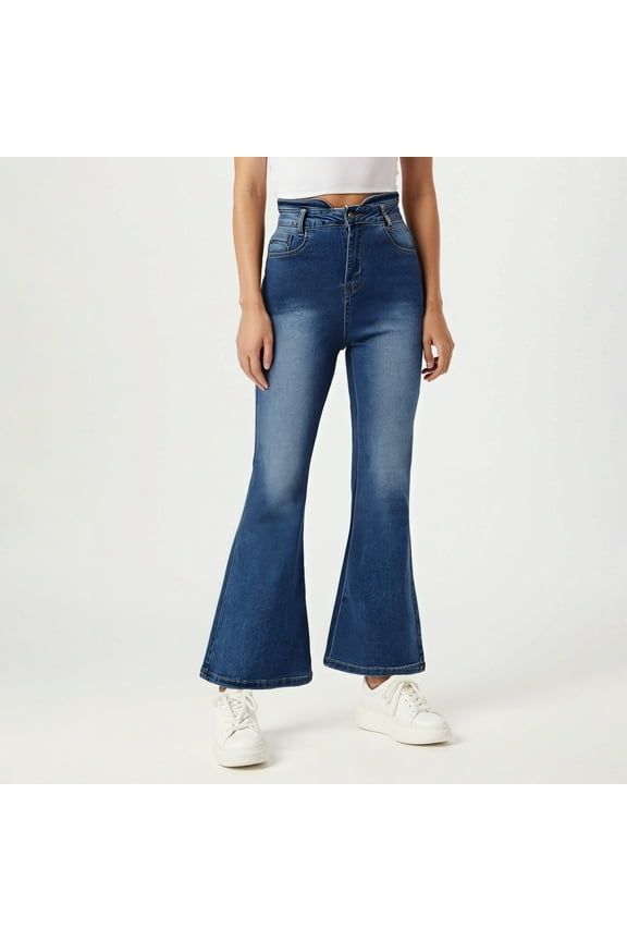 Women's Classic Flare Bottom Jeans High Waisted Stretchy Skinny Denim Pants Women Wide Pants High Waist Jean Womens on Pants Tall Jean Cargo Pants for Women Baggy Tall Women on Pants Oversized Jean