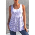 thumbnail image 1 of Women's Classic Gingham Sleeveless Peplum Tunic Top Button-Down Casual Tank Top with Side Pockets Flowy A-Line Summer Blouse, 1 of 3