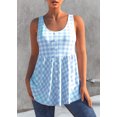 thumbnail image 1 of Women's Classic Gingham Sleeveless Peplum Tunic Top Button-Down Casual Tank Top with Side Pockets Flowy A-Line Summer Blouse, 1 of 1