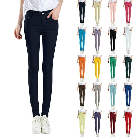 Women's Classic High Rise Ankle Jeans in Solid Color Regular Fit Comfortable Straight Leg Denim