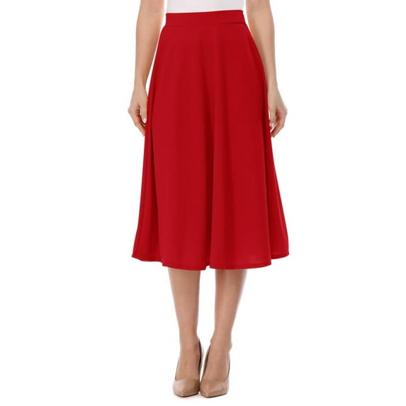 Women's Classic Pleated Midi Skirt Aline Flare for Everyday Elegance