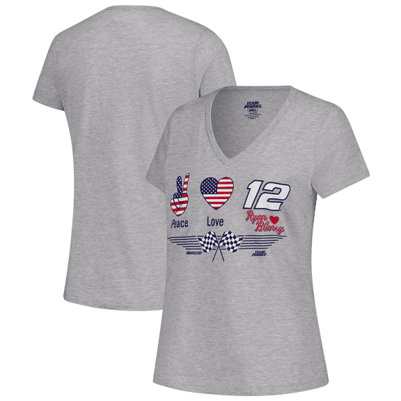 Women's Classic Ink Heather Gray Ryan Blaney V-Neck T-Shirt