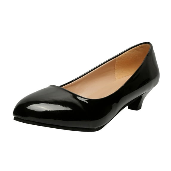 Women's Classic Kitten Heel Pumps Comfortable Low Heel Slip On Dress Shoes Fashion Pointed Toe Heels for Party