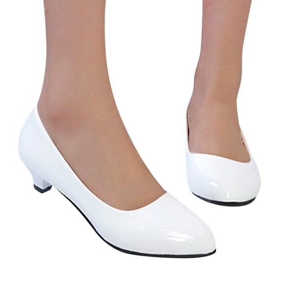 Women's Classic Kitten Heel Pumps Comfortable Low Heel Slip On Dress Shoes Fashion Pointed Toe Heels for Party