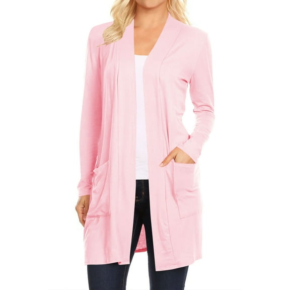 Women's Classic Long Sleeve Cardigan with Side Pockets for Everyday Wear